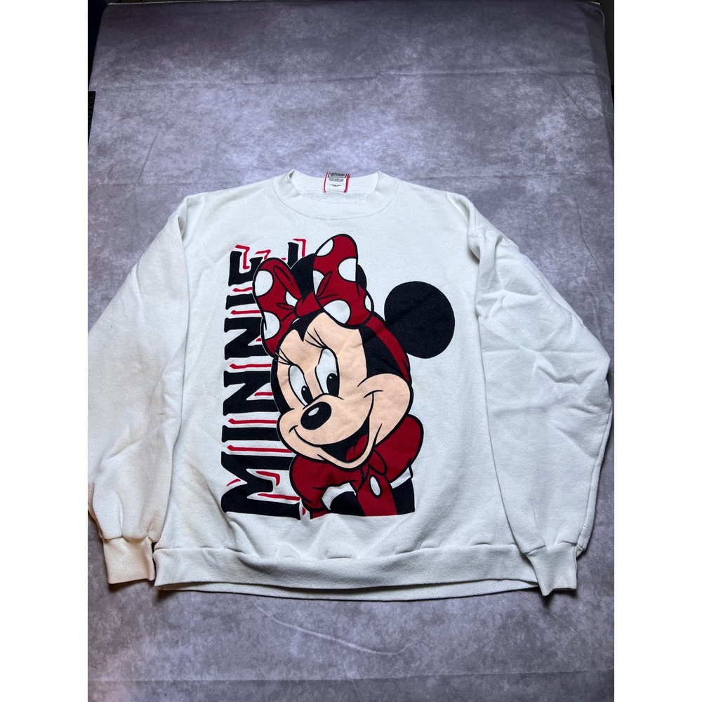 Disney Designs Sweatshirt Unisex XL White Vintage 90s Minnie Mouse Graphic USA